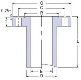 View of the long weld neck hole size is exactly the same as the actual nominal pipe size, but can be changed as needed.
