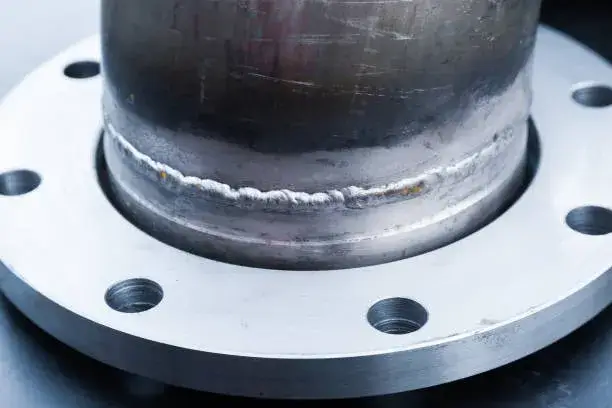 Metal flange installed on a wide pipe, used in industrial facilities where DIN vs ANSI Flanges: A Comparison of Metric and Imperial Standards apply