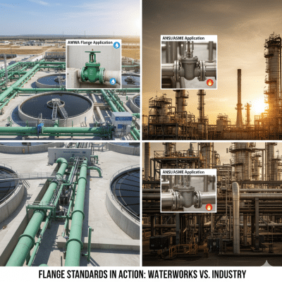 Informative diagram showing Applications of Stainless Steel Flanges, including installation and alignment details
