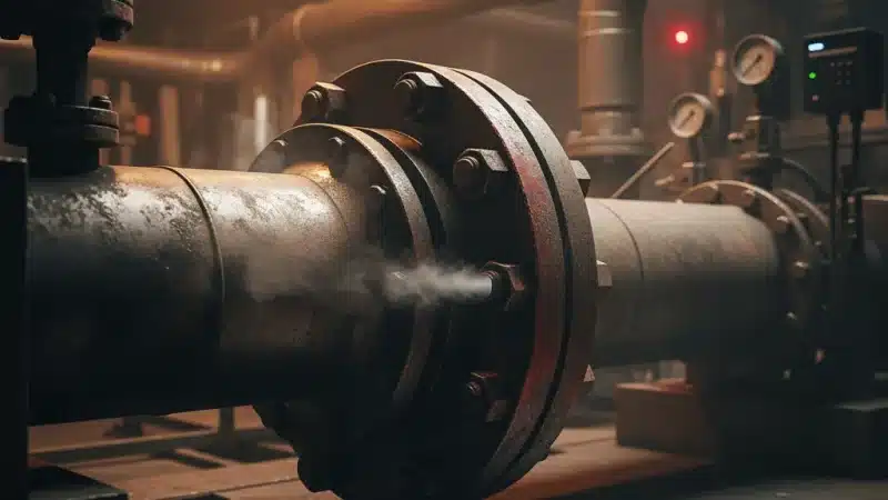 Image of durable metal flanges connected to industrial pipelines, designed to withstand high pressure and temperature, demonstrating the relevance of Flanges for Extreme Conditions: High Pressure and High Temperature