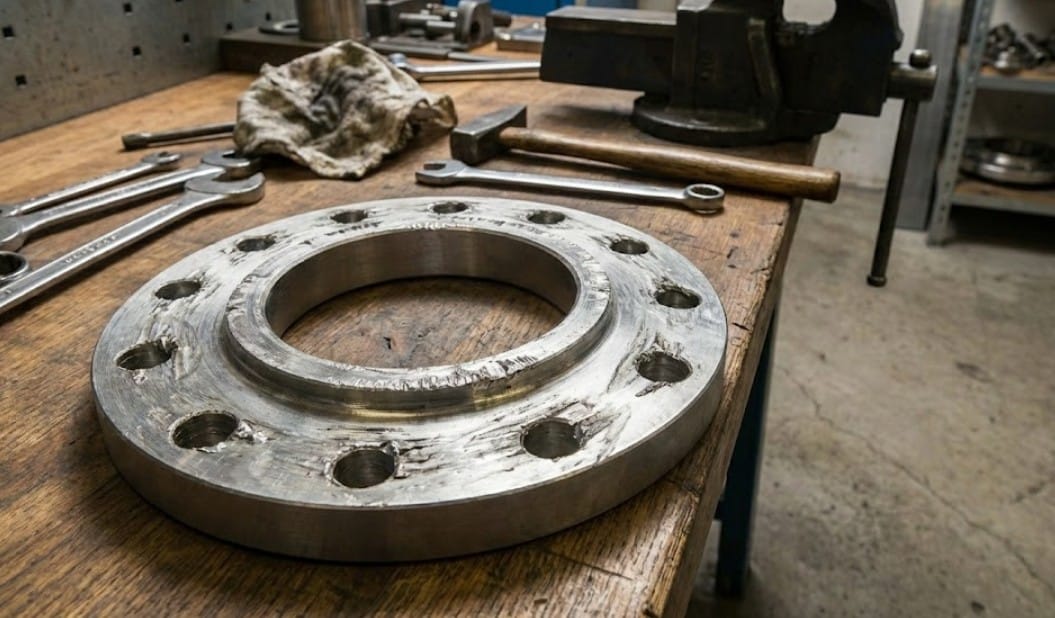 stainless steel flange with galling damage