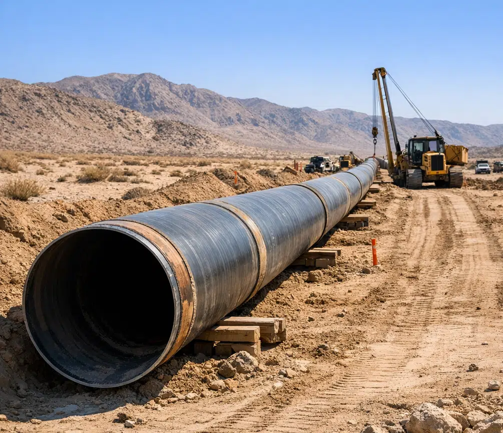 Large pipeline installation in desert